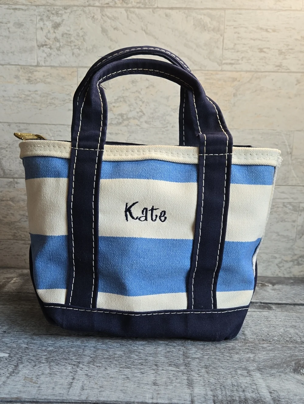 L.L. Bean Vintage Boat And Tote Striped Canvas Bag 90's SKU OAMK6  With Zipper
